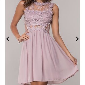 NEW Mauve Lace Embroidered Chiffon Short Dress